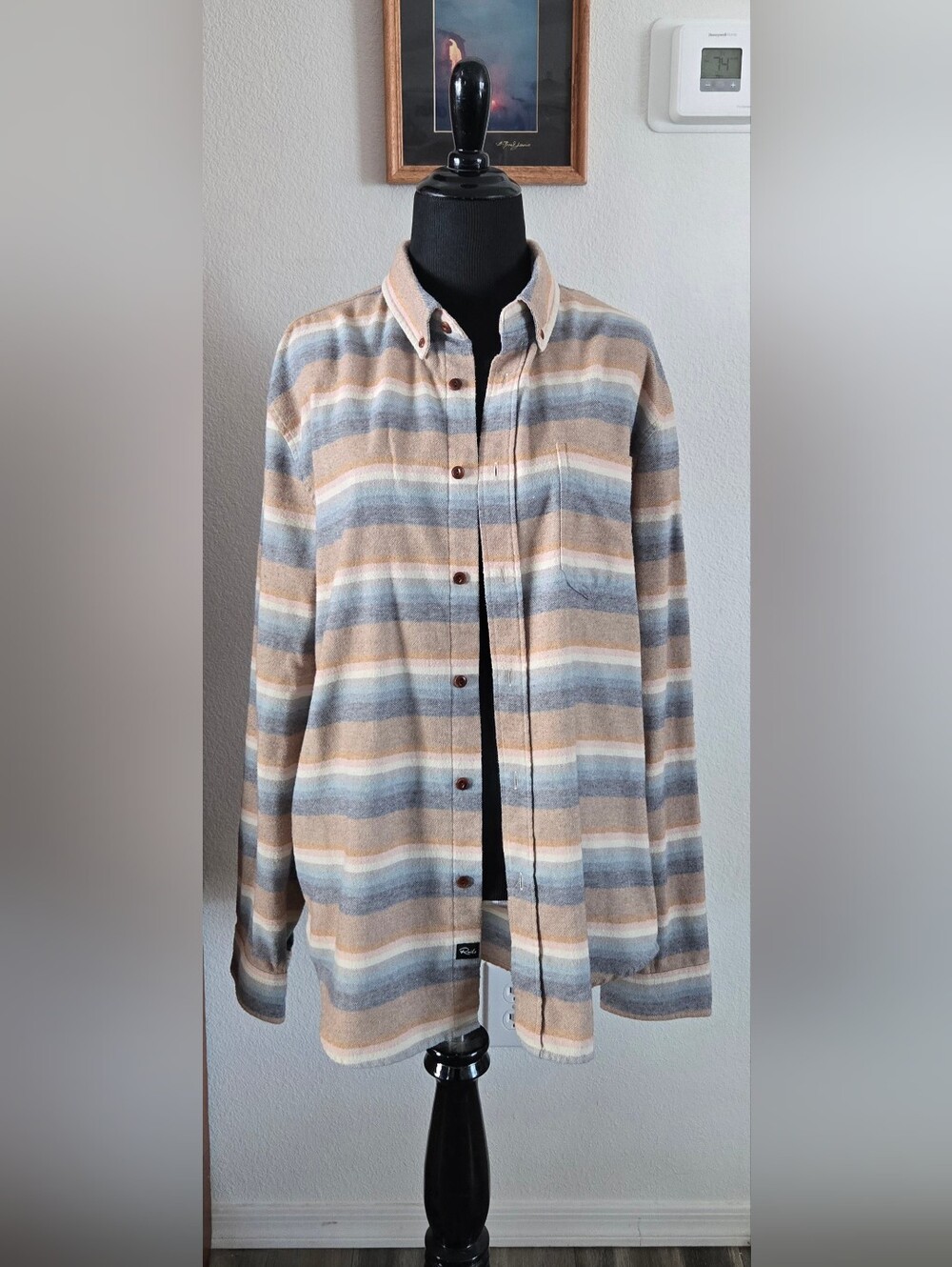 Rails Men's Long Sleeve Santa Fe Striped Button-Down Flannel Shirt - Size M